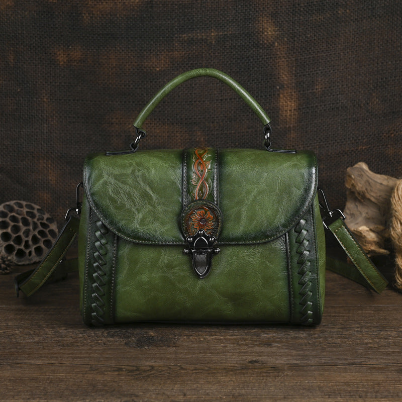 Borsa a tracolla con manico superiore vintage in rilievo