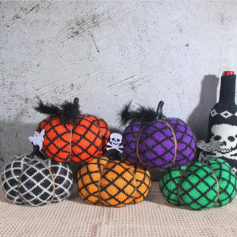 Halloween Handcrafted Knitted Pumpkin Decor - Holiday Props