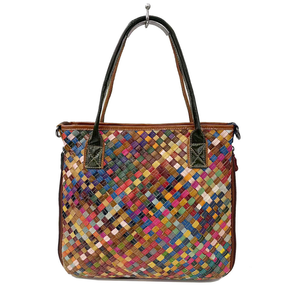 Retro Casual Leather Color Woven Tote