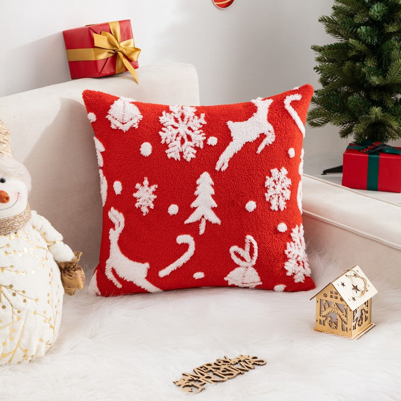 Almohada de vacaciones de renos de copas de nieve de Navidad