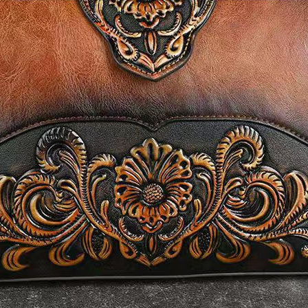 Embossed Carved Leather Casual Shoulder Bag