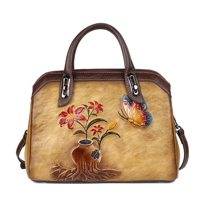 Bolsa Crossbody en relieve floral retro con clase retro