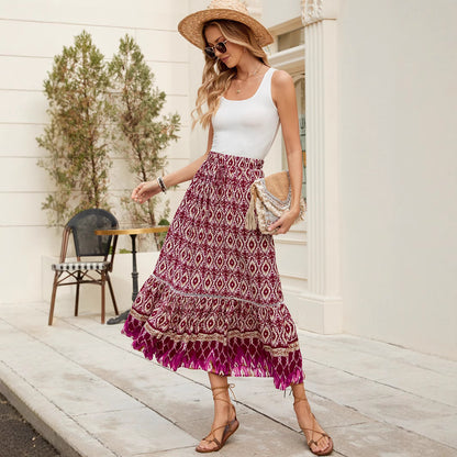 Printed Bohemian Beach Maxi Skirt