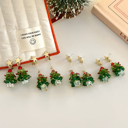 Handmade Beaded Christmas Tree Earrings