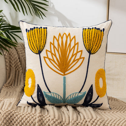 Embroidered Flower Modern Minimalist Sofa Pillow(Pillow inserts included)