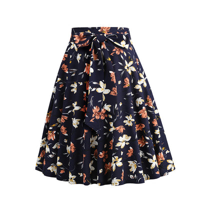 Vintage Printed Elegant Midi Skirt