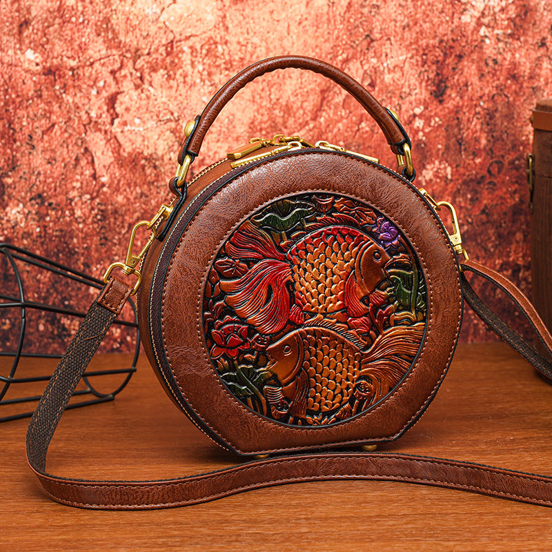 Vintage Handmade Minimalist Cylinder Crossbody Bag
