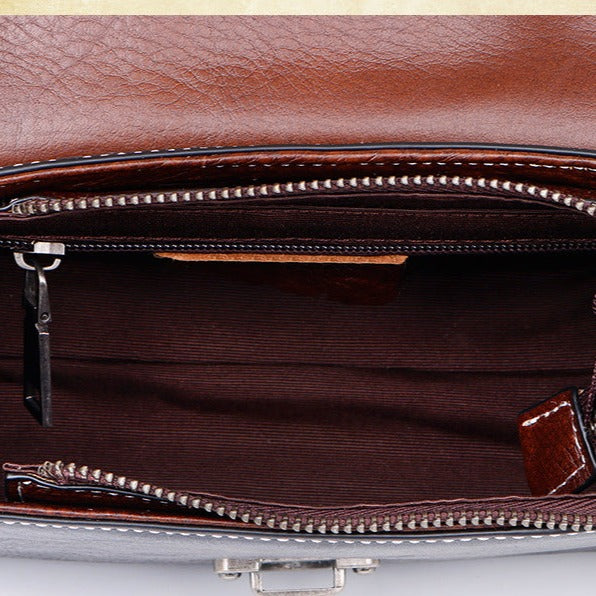 Vintage-Inspired Genuine Leather Crossbody Bag