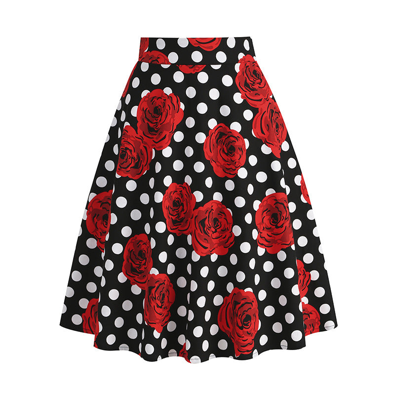 Vintage Printed Elegant Midi Skirt