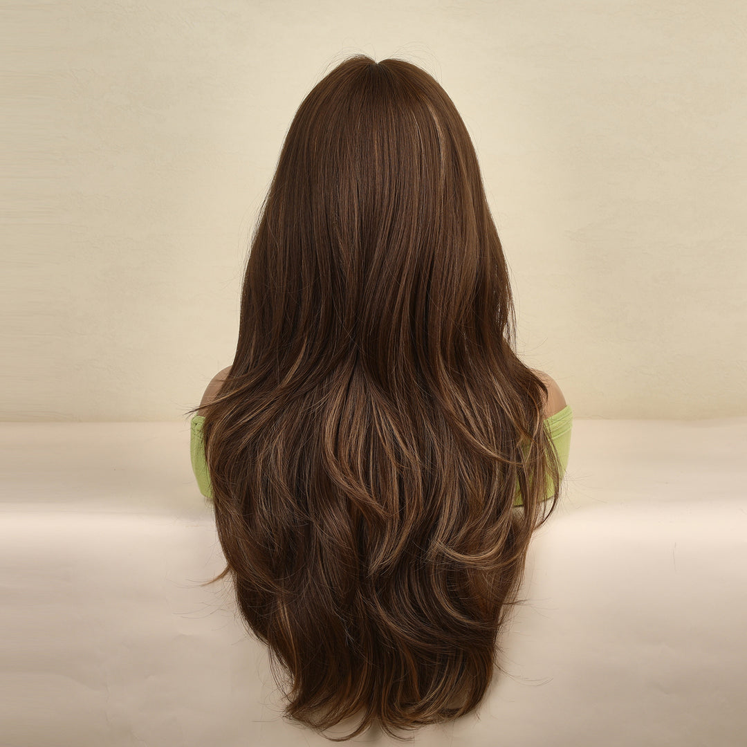 Gradual Golden Brown Long Hair with Full Bangs Wig