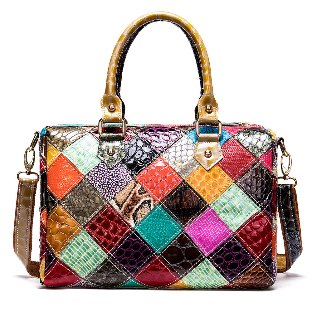 Retro Delicate Rhombus Color Matching Cross-body Bag