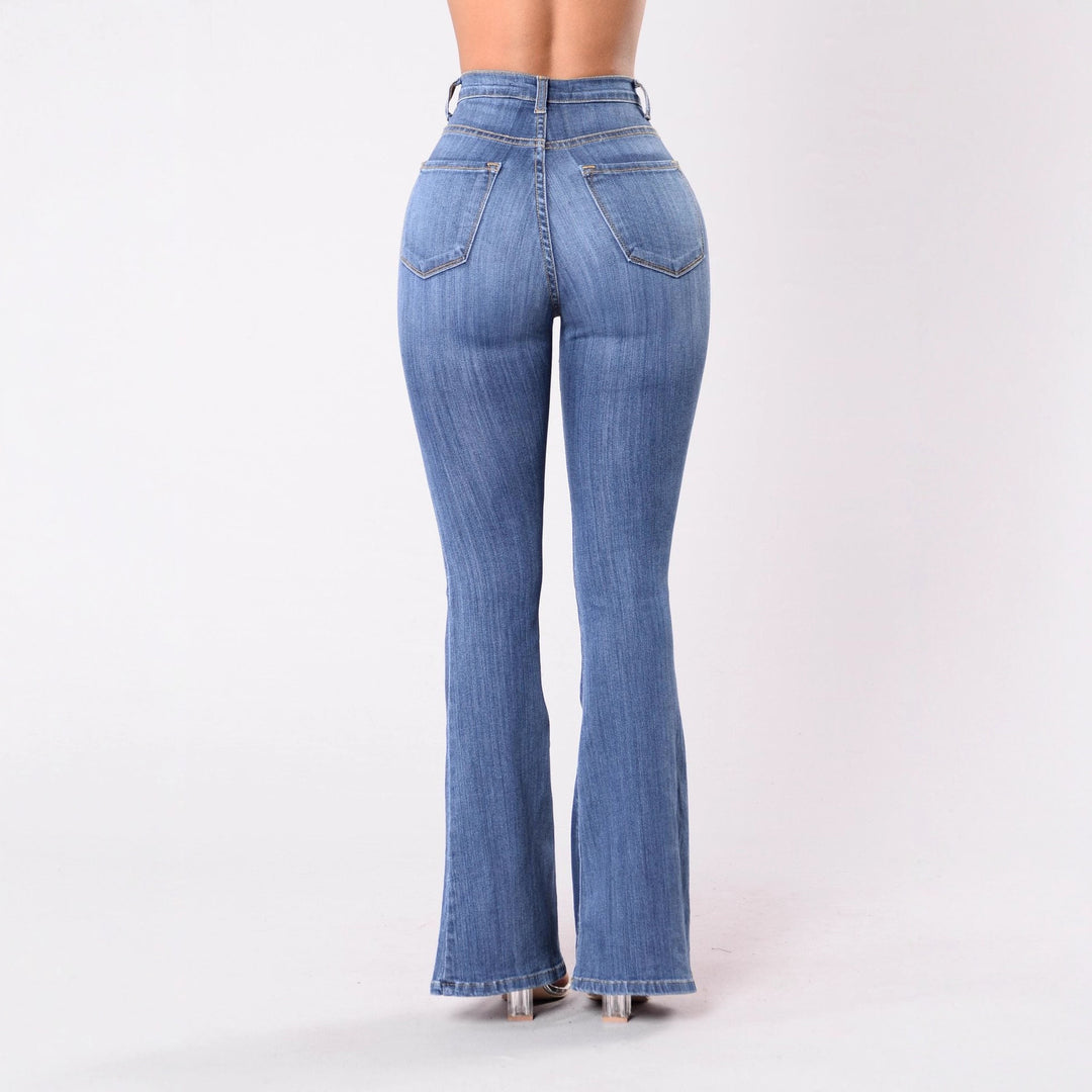 Jeans svasati slim fit a vita alta con sollevamento del sedere