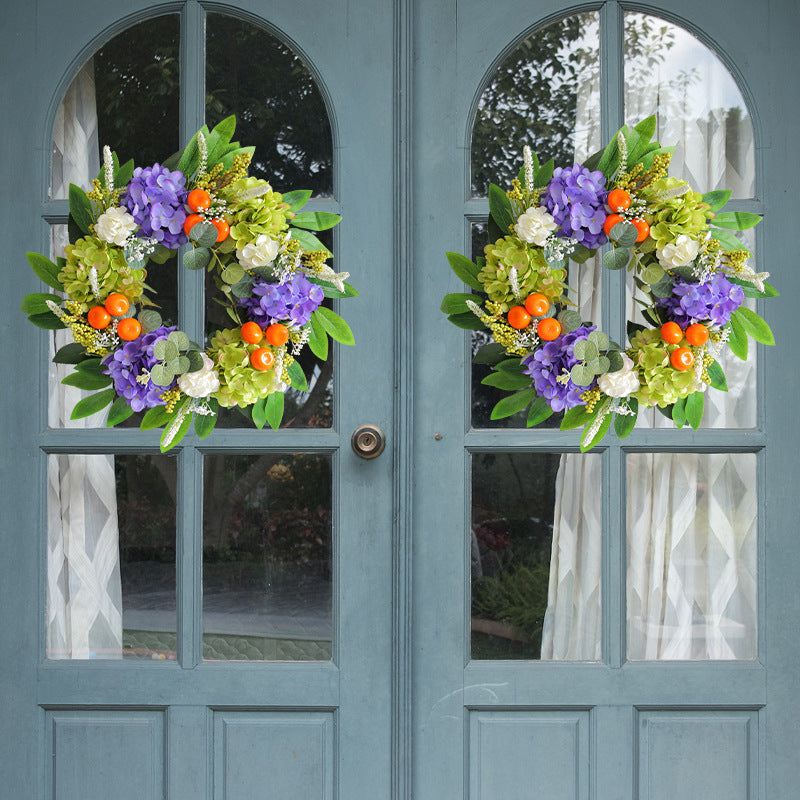 Porch Window Home Decor Pumpkin Cart Wreath