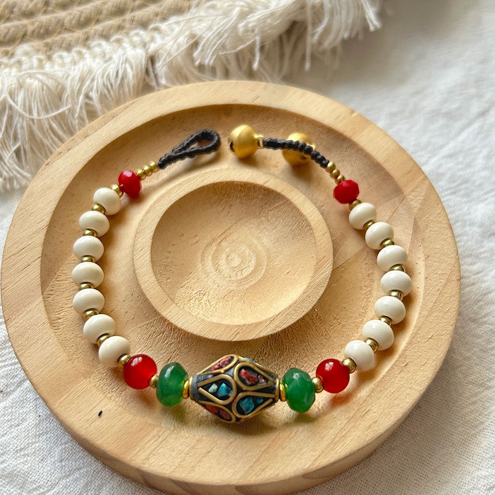 Vintage Chic Beaded Handmade Woven Bracelet