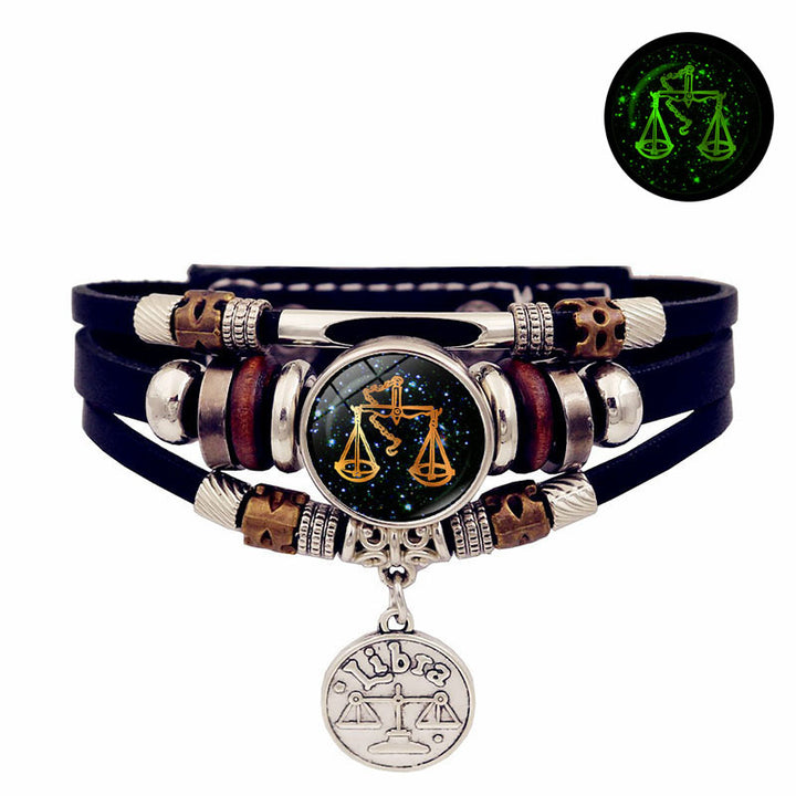 Luminous 12 Constellation Leather Creative Bracelet