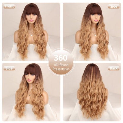 Longue perruque bouclée blonde blonde ombre