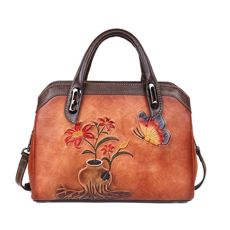 Classy Retro Floral Embossed Crossbody Bag