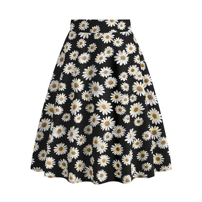 Vintage Printed Elegant Midi Skirt