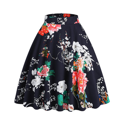 Vintage Printed Elegant Midi Skirt