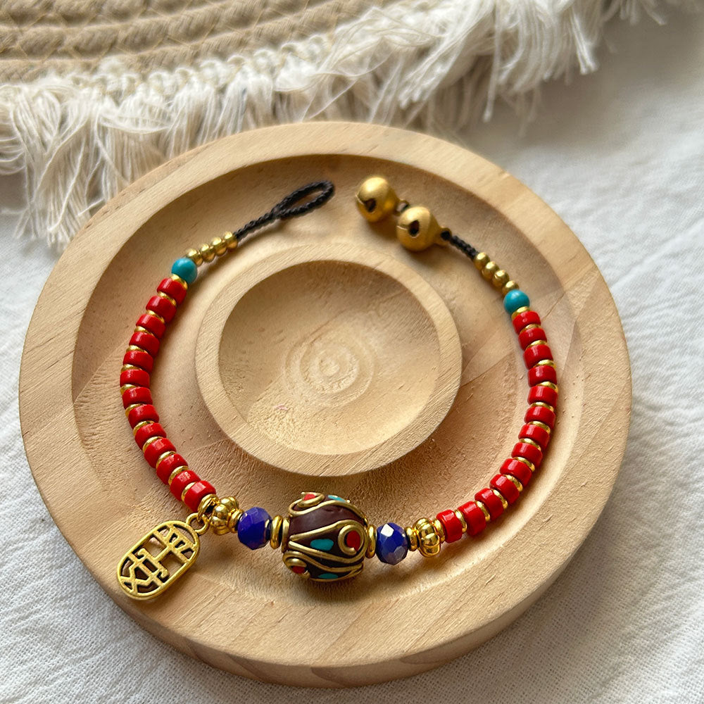 Vintage Chic Beaded Handmade Woven Bracelet