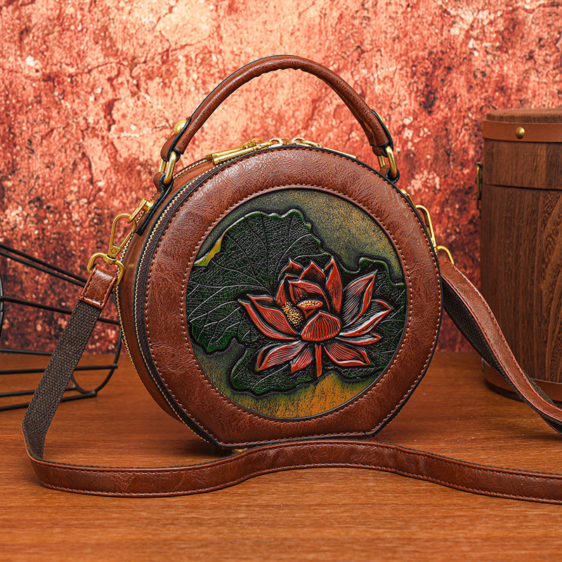 Vintage Handmade Minimalist Cylinder Crossbody Bag