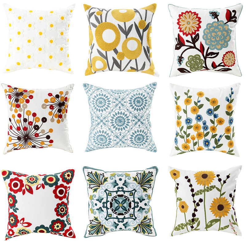 Embroidered Flower Modern Minimalist Sofa Pillow(Pillow inserts included)