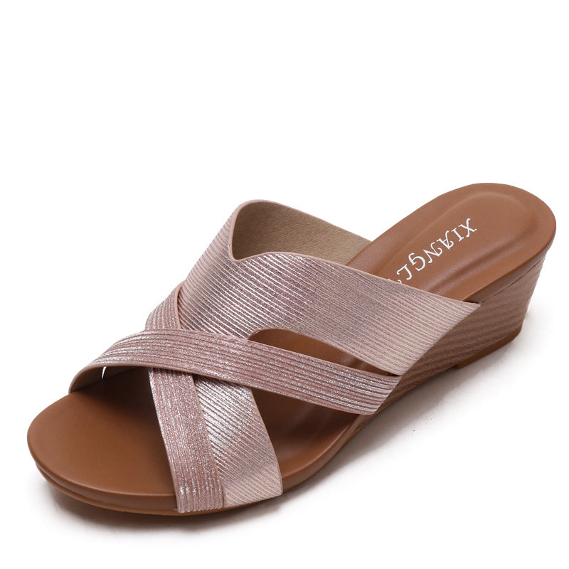 Keilabsatz Stilvoller Schwamm Casual Slip-on Sandalen