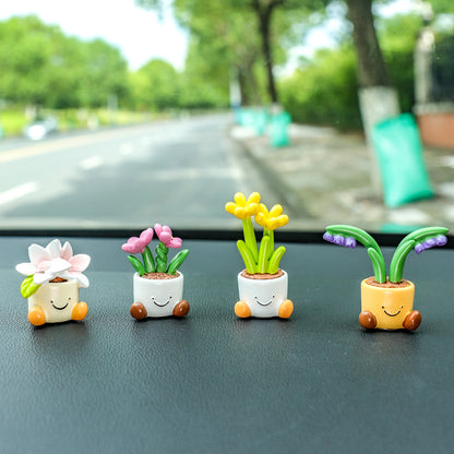 Cute Flower Pot Elf Car Ornament