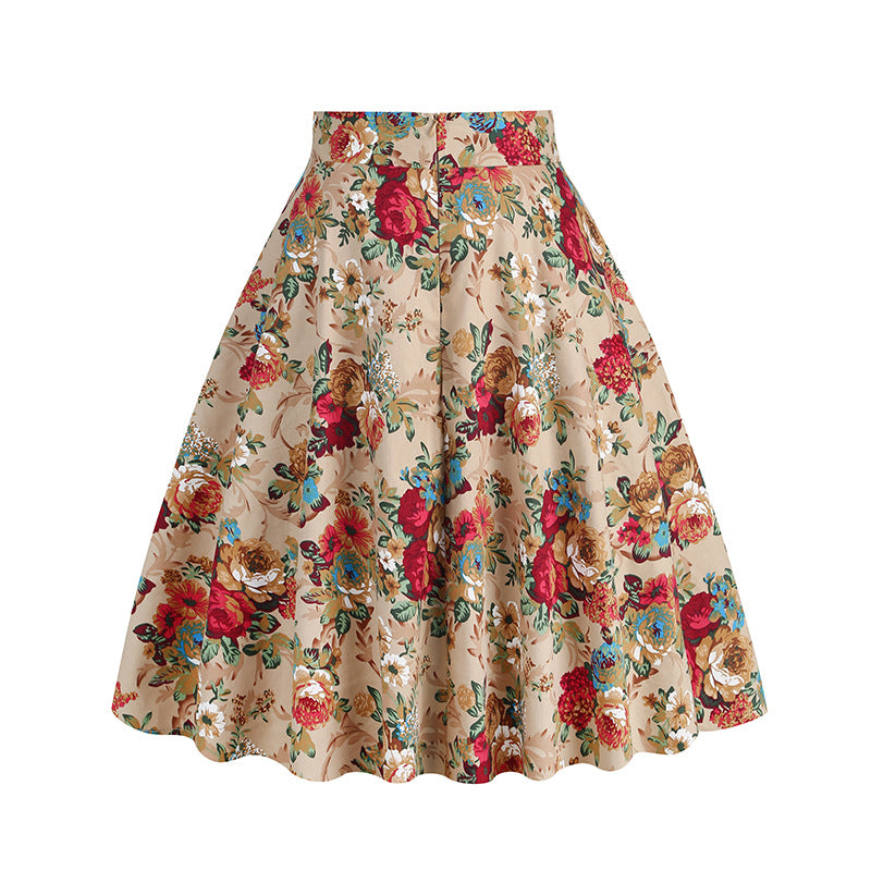 Vintage Printed Elegant Midi Skirt