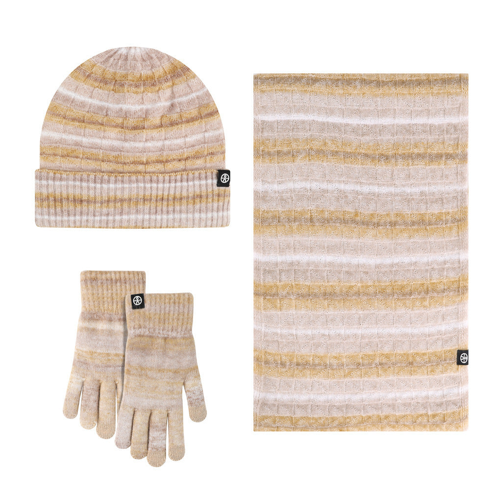 Feste Farbe warmer Hut, Schal und Handschuhe Set