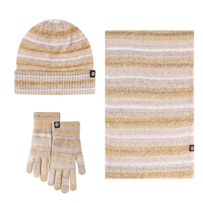 Solid Color Warm Hat, Scarf, and Gloves Set