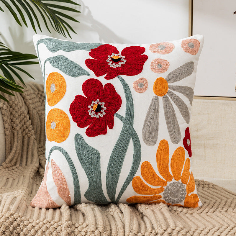 Embroidered Flower Modern Minimalist Sofa Pillow(Pillow inserts included)