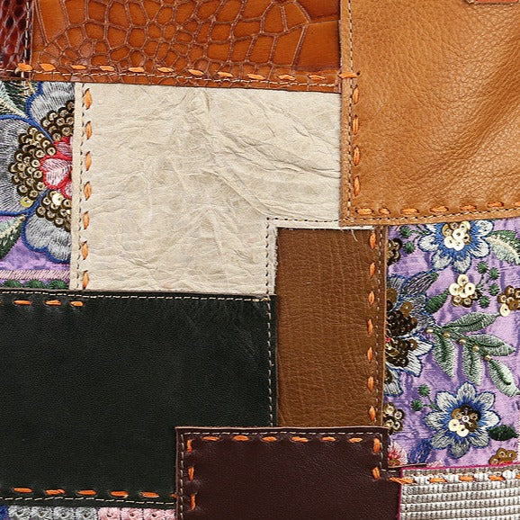 Handmade Vintage Leather Patchwork Large Capacity Shoulder Bag