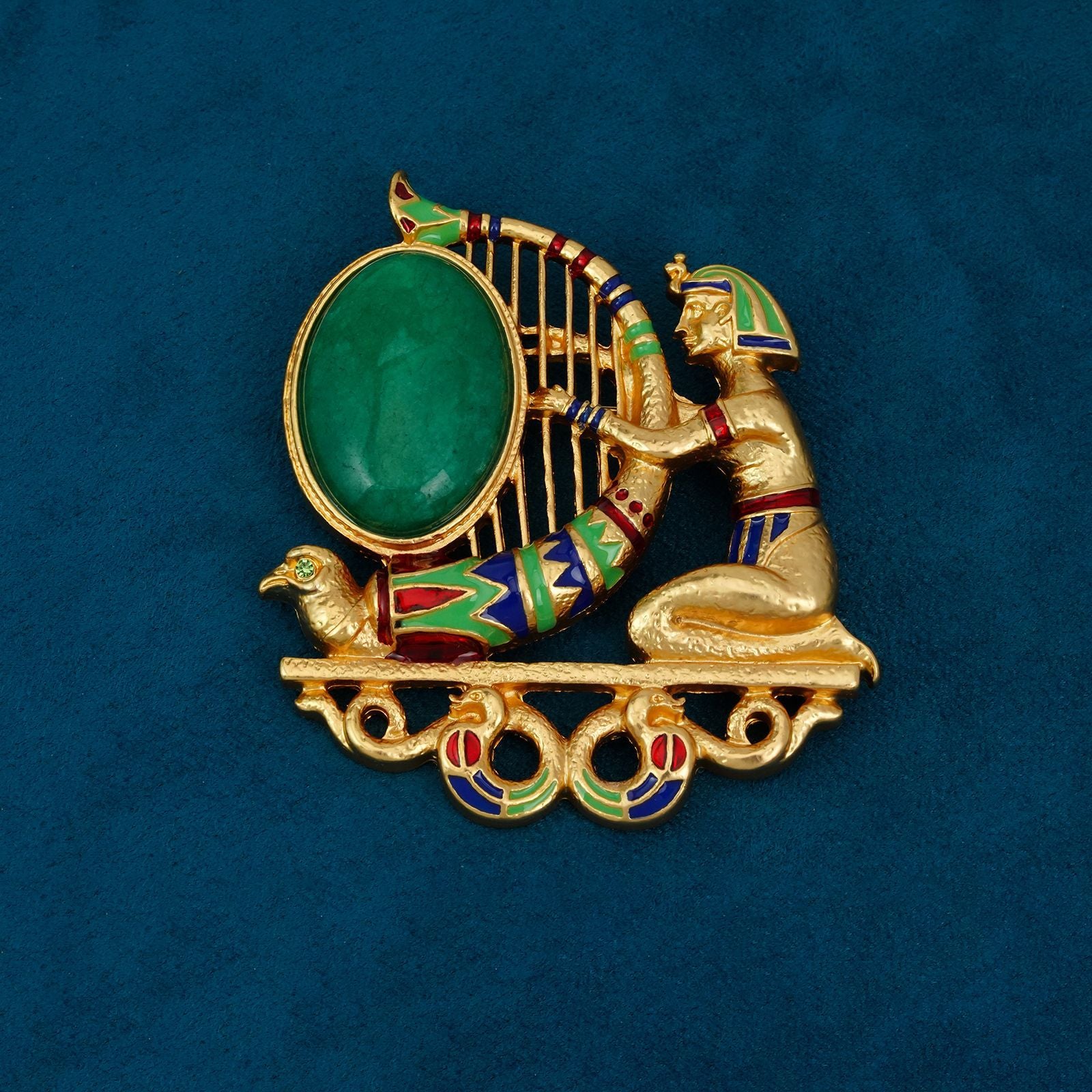 Fashionable Vintage Hand-Painted Harp Brooch