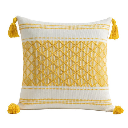 Woven Plaid Fringe Minimalist Pillow(Pillow inserts included)