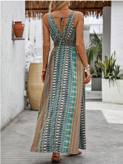Stylish Sexy Deep V-Neck Beach Vacation Dress