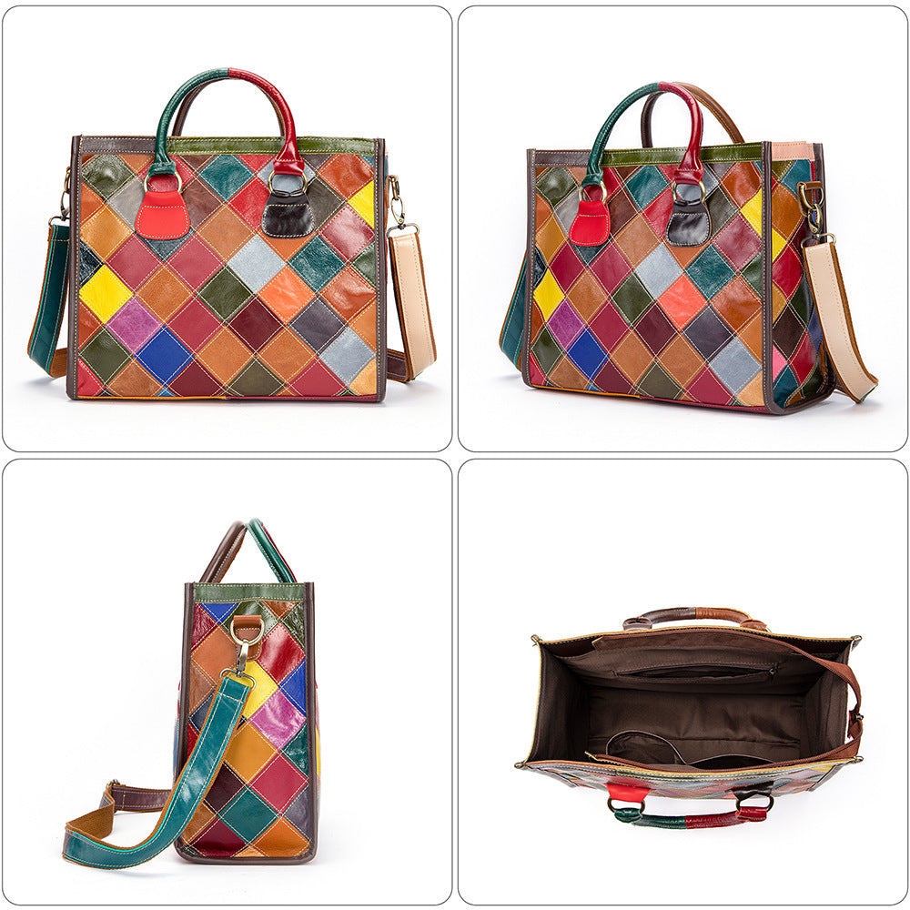 Patchwork Large Capacity Casual Crossbody Tote Bag