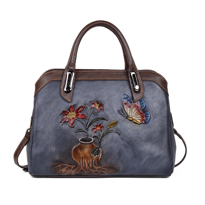 Classy Retro Floral Embossed Crossbody Bag