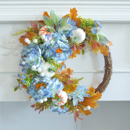 Porch Window Home Decor Pumpkin Cart Wreath