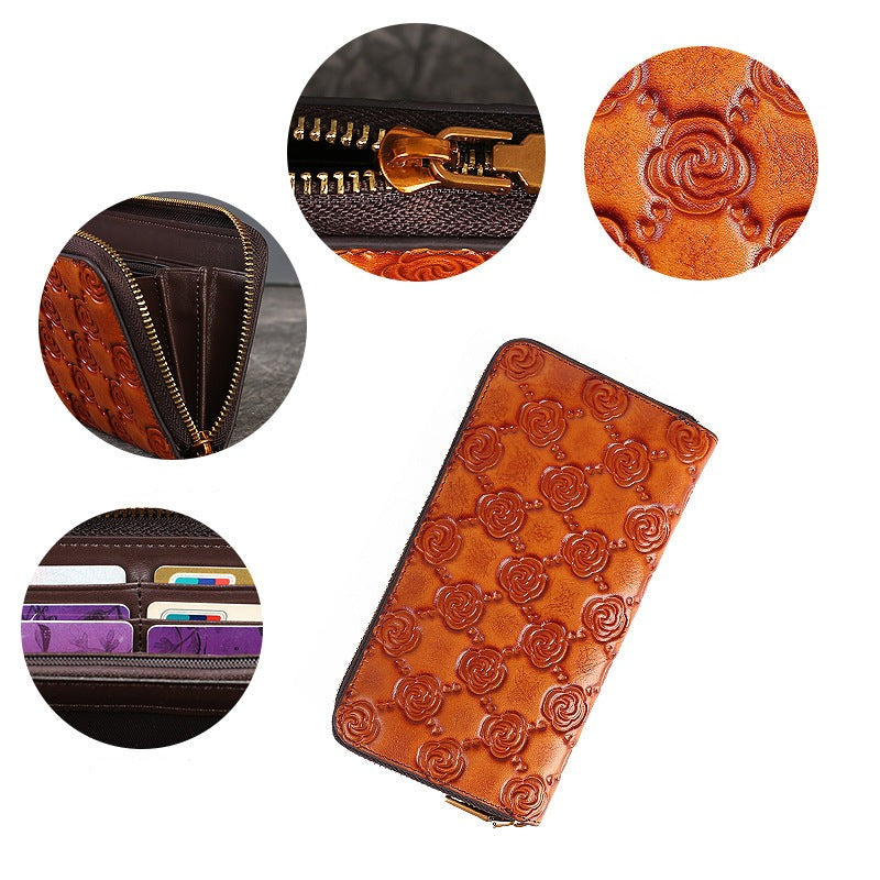 Handcrafted Rose Genuine Leather Fashion Wallet