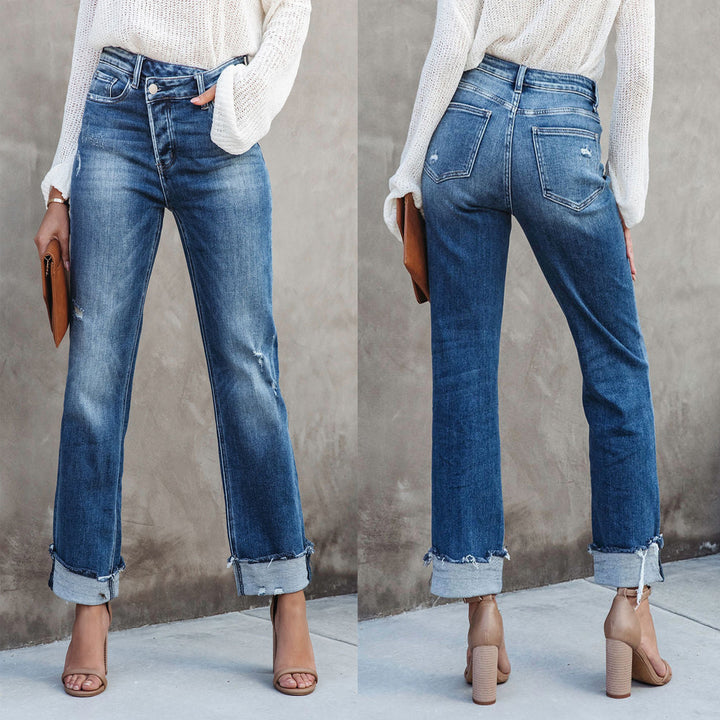 Casual Washed Women's Straight-Leg Denim Pants