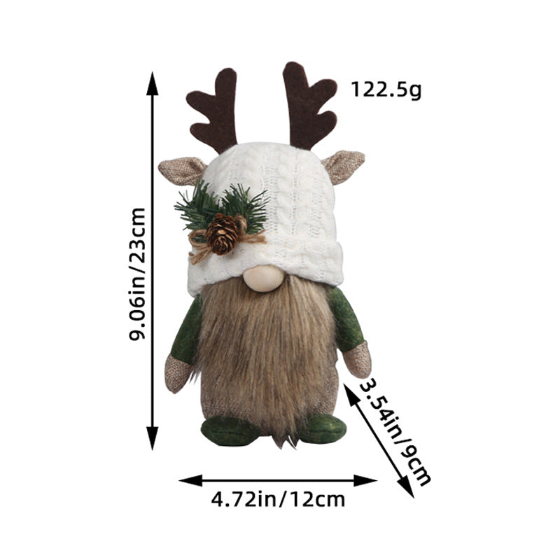 Cute Deer Antler Knitted Dolls - Festive Desktop Decorations