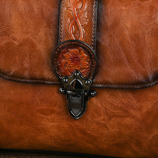 Borsa a tracolla con manico superiore vintage in rilievo