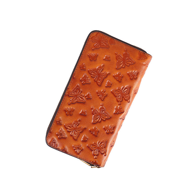 Vintage Butterfly Embossed Long Wallet