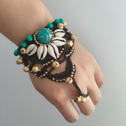 Vintage Handmade Woven Bell Ring Bracelet
