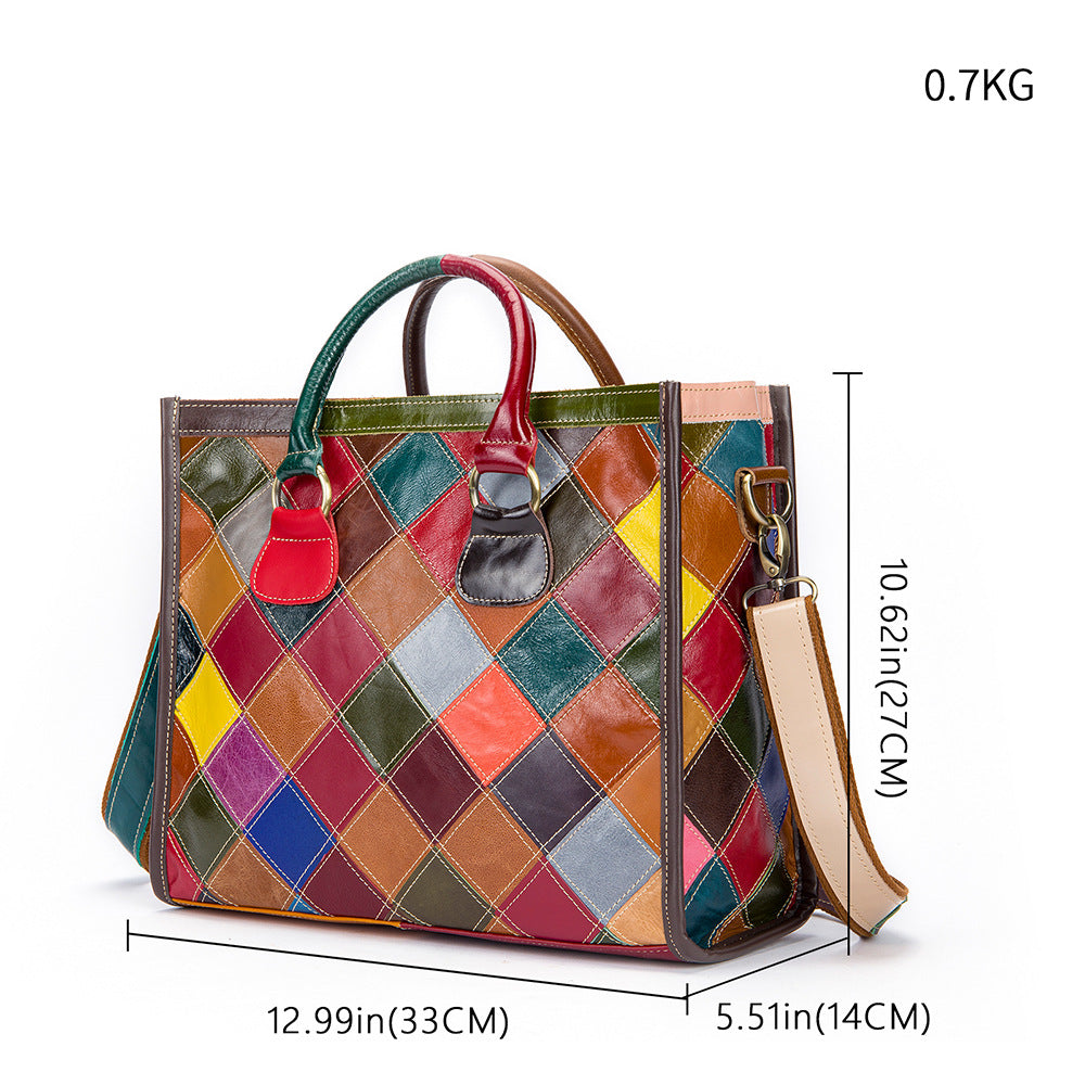 Patchwork Large Capacity Casual Crossbody Tote Bag