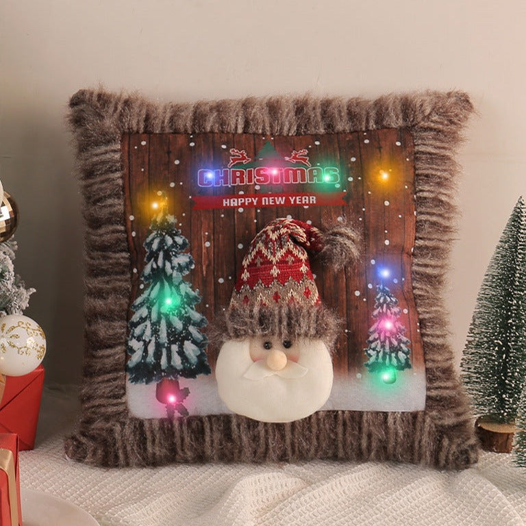 Plush Light-Up Christmas Pillow Cover