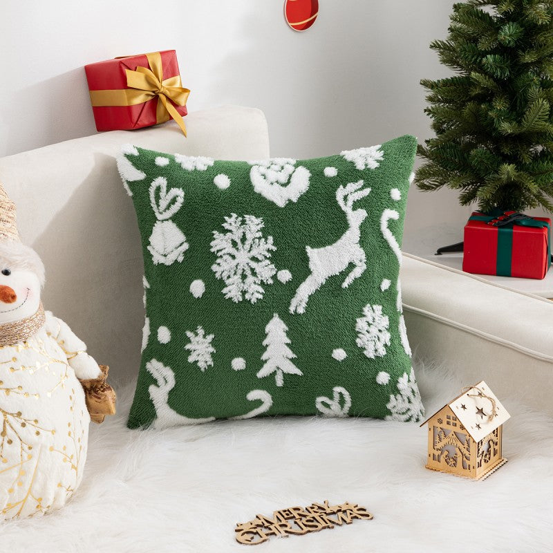 Almohada de vacaciones de renos de copas de nieve de Navidad