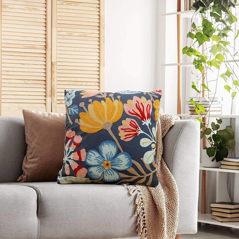 Bestickte Blumen moderne minimalistische Sofa -Kissen (Kisseneinsätze enthalten)