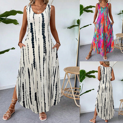 Stylish Printed Sleeveless Slim-Fit Dress